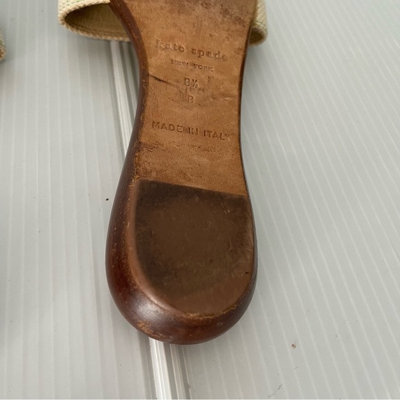 Kate Spade Toby Green Cream Polka Dot Slide Wooden Sandals size 8.5 - Picture 10 of 11